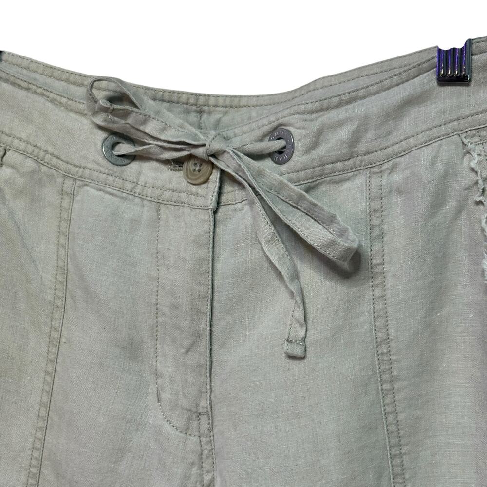 Tommy Bahama Khaki 100% Linen Summer Casual Capri Drawstring Pocket Pants sz 4 - Picture 5 of 7